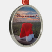 ビーチシーンとサンタハットとサンライズオーナメント メタルオーナメント (右)