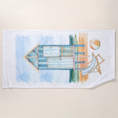 ビーチシーンの水カラー ビーチタオル (正面)