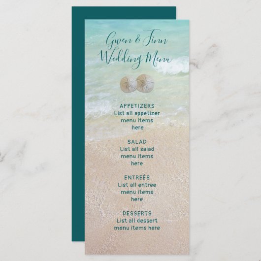 ビーチシーンの背景とド結婚ルのメニュー メニュー (正面/裏面)