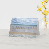 ビーチシーンの誕生日カード(3D文字) カード (黄色い花)