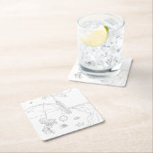 ビーチシーンアダルトカラーリング紙コースター スクエアペーパーコースター (インサイチュ)