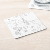 ビーチシーンアダルトカラーリング紙コースター スクエアペーパーコースター (アングル)