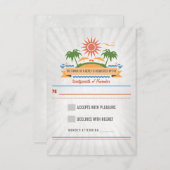 ビーチシーンウェディングRSVPカード 出欠カード (正面/裏面)