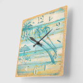ビーチシーンウォールクロック スクエア壁時計 (傾斜)