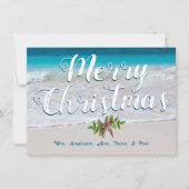 ビーチシーンカスタムメリークリスマスフラットカード シーズンカード (正面)