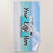 ビーチシーンカスタム会社のロゴビジネスロゴを使用 ビーチタオル (正面)