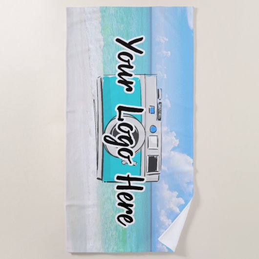 ビーチシーンカスタム会社のロゴビジネスロゴを使用 ビーチタオル (正面)