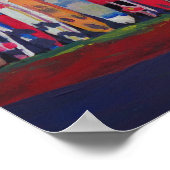 ビーチシーンサーフボードフェンス壁の海辺 ポスター (角)