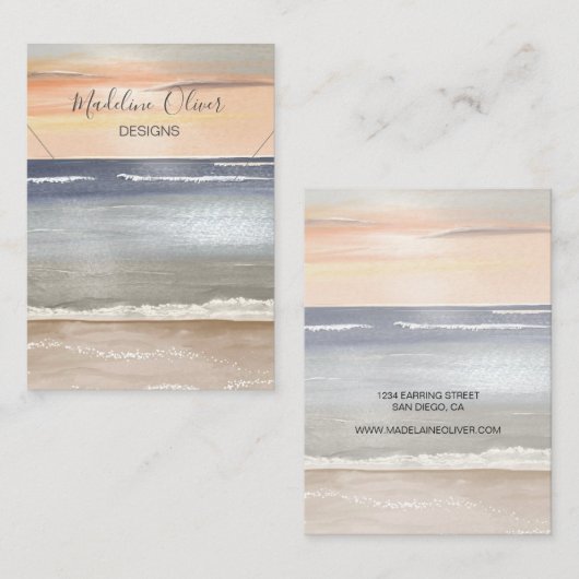 ビーチシーンネックレスディスプレイビジネスカード 名刺 (正面/裏面)