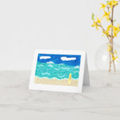 ビーチシーンノテカード カード (黄色い花)