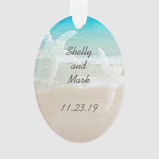 ビーチシーンヒトデ結婚式の引き出物 オーナメント (正面)
