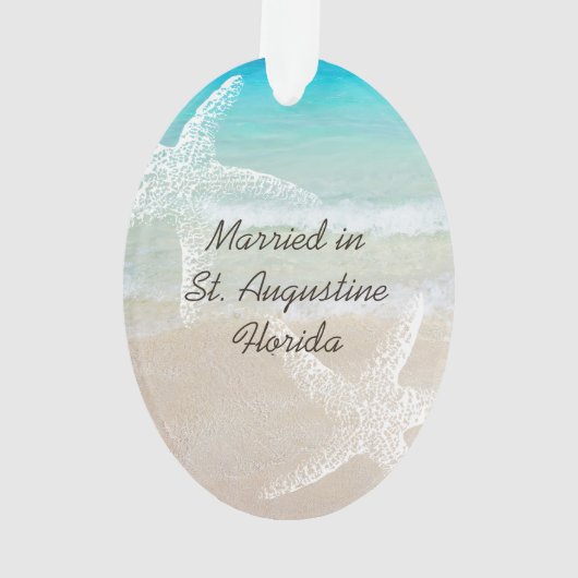ビーチシーンヒトデ結婚式の引き出物 オーナメント (裏面)