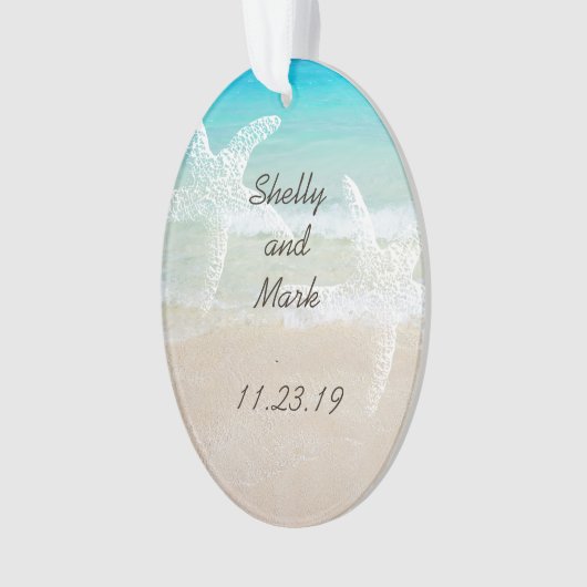 ビーチシーンヒトデ結婚式の引き出物 オーナメント (正面)