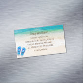 ビーチシーンフリップフロップおもしろいサマーバケーションアート マグネット名刺 (インサイチュ)