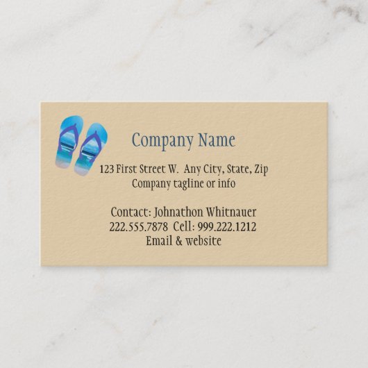 ビーチシーンフリップフロップおもしろいサマーバケーションアート 名刺 (正面)