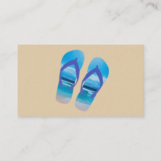 ビーチシーンフリップフロップおもしろいサマーバケーションアート 名刺 (裏面)