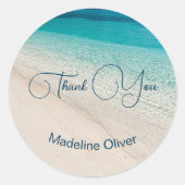 ビーチシーンブルーサンドモダンサンキュー ラウンドシール (正面)