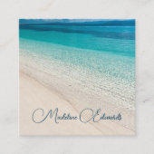 ビーチシーンブルーモダンコースト スクエア名刺 (正面)