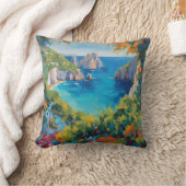 ビーチシーンヨーロッカラフルプコースタルアート クッション (ブランケット)