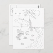 ビーチシーン大人着色はがき ポストカード (正面/裏面)