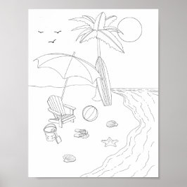 ビーチシーン大人色絵のポスター ポスター