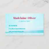 ビーチシーン海ブルーピンクアンブレラ 名刺 (裏面)