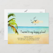 ビーチシーン私の幸せな場所に移動する新しいアドレス 案内ポストカード (正面/裏面)