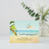 ビーチシーン私の幸せな場所に移動する新しいアドレス 案内ポストカード (スタンド正面)