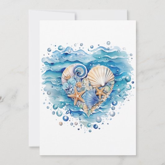 ビーチシーン結婚ヒトデお祝い 招待状 (裏面)