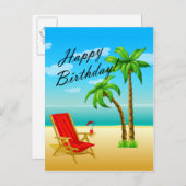 ビーチシーン誕生日はがき ポストカード (正面/裏面)