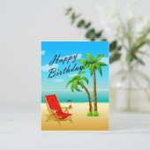 ビーチシーン誕生日はがき ポストカード (スタンド正面)