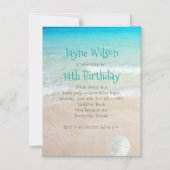 ビーチシーン10代のガールズバースデーパーティー マグネット招待状 (正面)