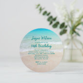 ビーチシーン10代のガールバースデーパーティーへの招待 招待状 (スタンド正面)