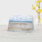 ビーチシーン100th誕生日カードと3D文字 カード (黄色い花)