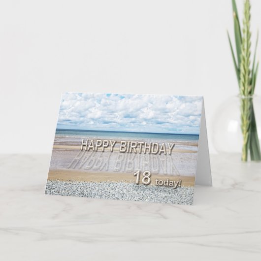 ビーチシーン18th誕生日カードと3D文字 カード (正面)