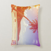 ビーチシーン、ココナッツツリー、木製ベッド。 アクセントクッション (正面(垂直))