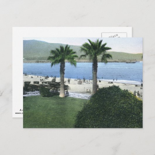 ビーチシーン、サンタバーバラヴィンテージ ポストカード (正面/裏面)
