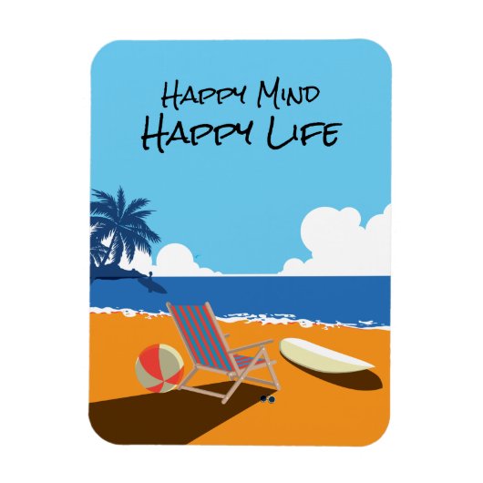 ビーチシーン,サーフボード,椅子,海 マグネット (縦)