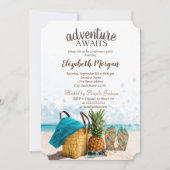 ビーチシーン、パイナップル退職パーティー 招待状 (正面)