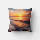ビーチシーン、太陽が地平線に沈む クッション (正面)