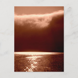 ビーチシーン – 星踊りオンザウォーター – セピア ポストカード