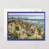 ビーチシーン、海シティNJヴィンテージ ポストカード (正面/裏面)