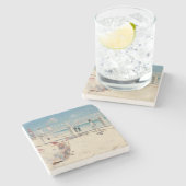 ビーチシーン(Holiday at Mentone) (Australian Art) ストーンコースター (横)