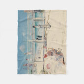 ビーチシーン(Holiday at Mentone) (Australian Art) フリースブランケット (正面)