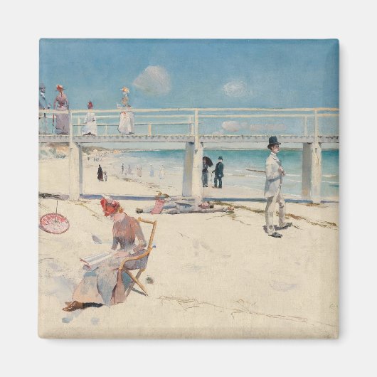 ビーチシーン(Holiday at Mentone) (Australian Art) マグネット (正面)