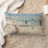 ビーチシーン(Holiday at Mentone) (Australian Art) ランバークッション (ブランケット)