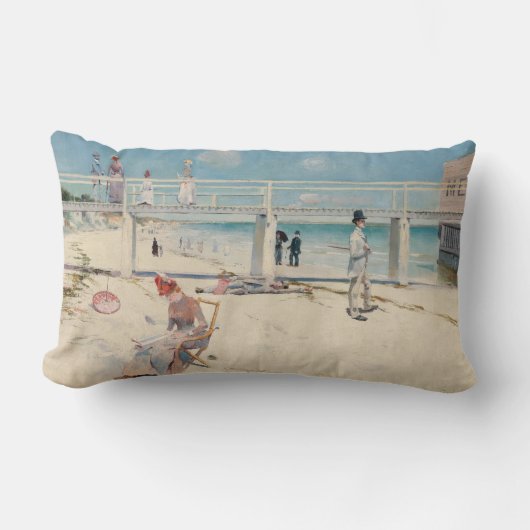 ビーチシーン(Holiday at Mentone) (Australian Art) ランバークッション (正面)