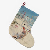 ビーチシーン(Holiday at Mentone) (Australian Art) ラージクリスマスストッキング (正面 (吊り時))
