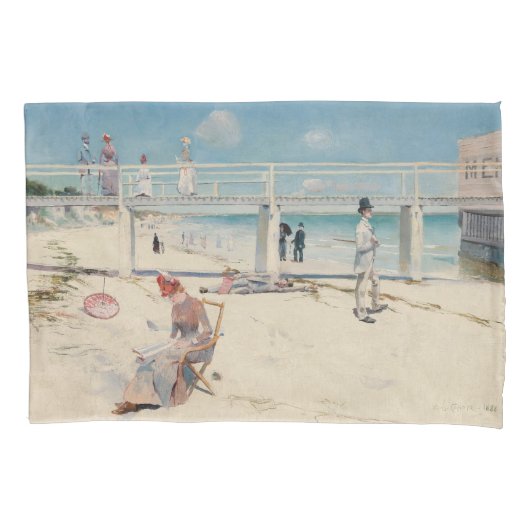 ビーチシーン(Holiday at Mentone) (Australian Art) 枕カバー (正面左)