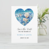 ビーチシーンStarfish日付の保存 招待状 (スタンド正面)